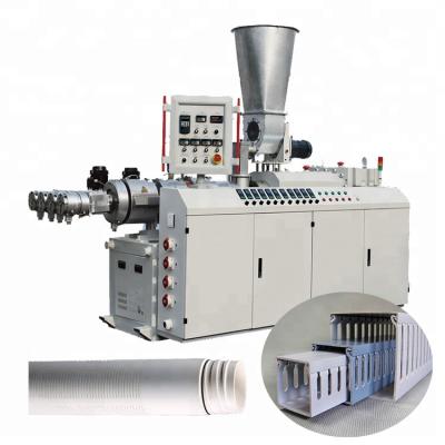 China Plastic Twin Pvc Cable Trunking Screw Extruder Machine For Pvc Wire Conduit Profile And Pipe for sale