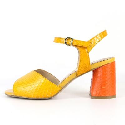 China Steel Toe New Fashion Style Color Matching Yellow Leather For Shoes High Heels Women Mulberry Sandal for sale