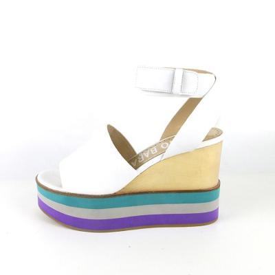 China Breathable Sandals Wedges Shoes Striped Waterproof Platform High Heeled Sandals for sale