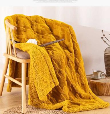 China New Design Soft Plush Anti-Static Throw Fleece Sherpa Fluffy Warm 1/6 Jacquard Ribbed Blanket for sale