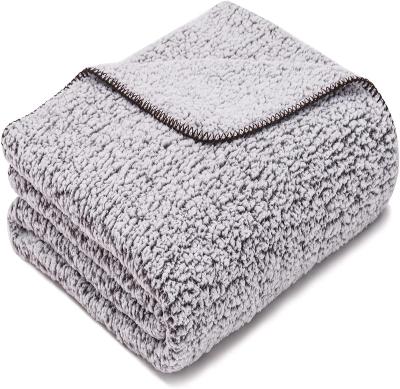 China 2 TONE Anti-Static SHADE GRADIENT FROSTED Fluffy Cuddly SHERPA Throw Blanket , Modern Style for sale