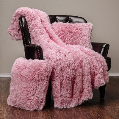 China Luxury Anti-Static Faux Fur Throw Mink Bed Blanket 2 Layers Plush Winter Shaggy Blurred Soft Sofa Blanket and Bedroom Decor for sale