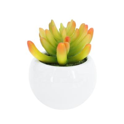 China Hot Sale Minimalist YIWAN Mini Artificial Yellow Succulent Bonsai With Ceramic Pot For Home Office Decoration Small Potted for sale