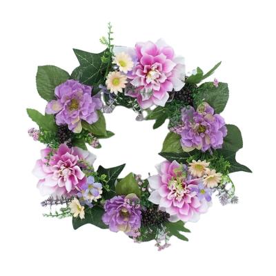 China Hot Sale Spring Minimalist Wreath Flowers Rose Eucalyptus Garland Door Decoration Artificial Flower Home Decor for sale