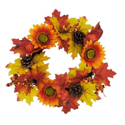 China New Style Minimalist Decorative Garland Artificial Plastic Flower And Pumpkin Halloween Wreath for sale