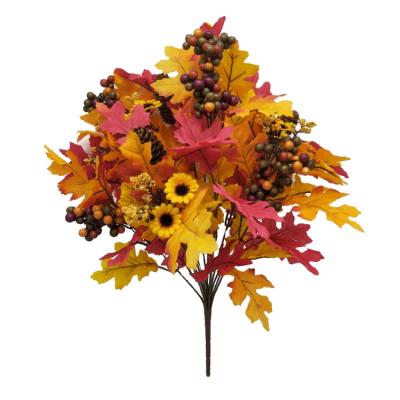 China Minimalist Artificial Autumn Flowers Group Thanksgiving Decorations Yellow Maple Leaves And Berries Fall Decoration Fall Flowers for sale