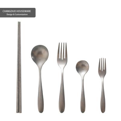 China Retro Flatware Set Organizer Service Stainless Steel Stocked Spoon And Fork For Hotel Promotion Wholesale Custom Gift Custom Logo for sale