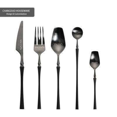 China Wholesale Custom Soup Flatware Metal Simple Design Spoon Table Knife Dinner Stocked Mixing Fork Set Set For Business Gift Low MOQ for sale