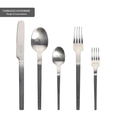 China Original Stocked Design Matte Plated Border Flatware Wholesale Metal 18/8 Stainless Steel Customizable Silverware German Amazon for sale