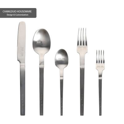 China Art Decor Travel Wedding Reusable Stainless Steel Flatware Cutlery Gift Set Custom Logo Spoon Fork Knife for sale