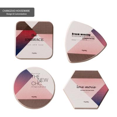 China Custom American Style Color Absorbent Coasters Set Mat Factory Price Diatom Mud Coaster Drinkware Cups for sale