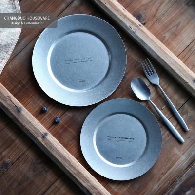 China Retro Metal Stocked Tray Gift Dish Stainless Steel Dinner Dish For Restaurant Hotel Home Gift Custom Logo for sale