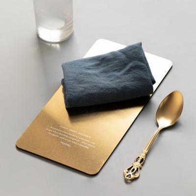 China Gold Beer Coasters Stocked Simple Metal Stainless Steel Place Mat And Coaster Sets for sale