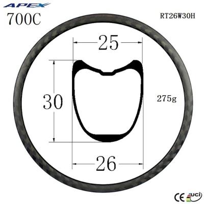 China Road Bikes APEX 700C Ultralight Carbon Bike Rim 30mm CHINA Tubular Deep Rim Manufacturer for sale