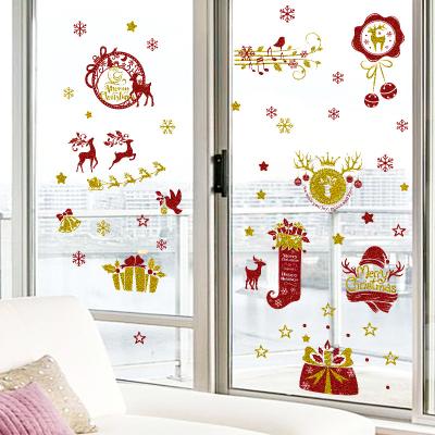 China NEW Decorative Sticker Christmas Sticker Christmas bump elk bear festival music note window decal self-adhesive living room decorative murals for sale