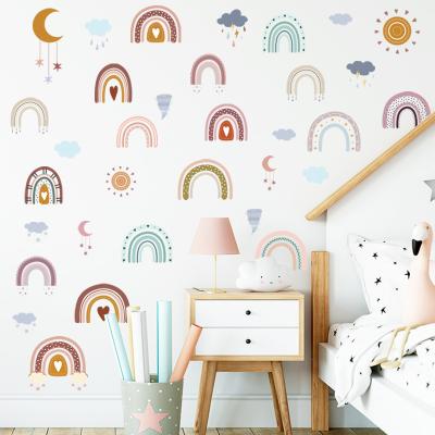 China Cartoon Sticker Rainbow Clouds Wallpaper Kids Room Wall Sticke Bedroom Decoration Self Adhesive Background Wall Sticker for sale