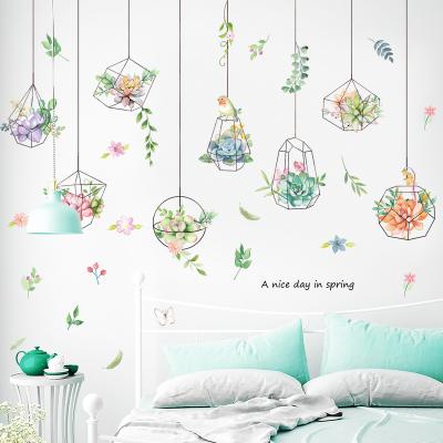 China Hot Reoycled DIY Wall Hanging Stickers And Plant Stickers Basket Wall Stickers Sofa Background PVC Custom Cool Potted Wall Decoration for sale