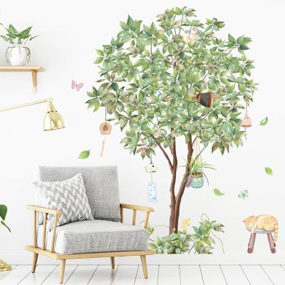 China Easy-to-use Paste Green Tree Plant PVC Decal Living Room Decoration Wall Stickers Waterproof Self-adhesive Small Fresh Mural for sale