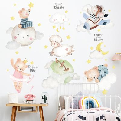 China Mianyang Bear Sky Bear Cloud Star Moon Sticker Waterproof Cartoon Mural Children Kindergarten Education Center Early Education Center Decorati for sale