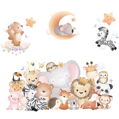 China Waterproof+Eco-friendly Animal Cartoon Room Decoration Sticker Sofa Background Wall Decal Lion Elephant Star Sticker Wall Sticker Home Decoration for sale