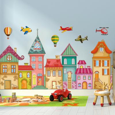 China Cartoon Kids Room Vinyl Wall Sticker Children's Castle Kindergarten Classroom Layout Background Wall DIY Decor Easy To Use Decal for sale