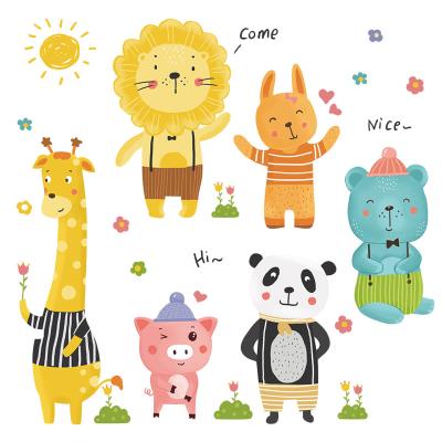 China Waterproof+Eco-friendly Cartoon Forest Animals PVC Wall Stickers For TV Background Wall 3d Wall Stickers Wallpaper Home Decoration for sale