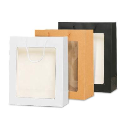 China Recyclable Custom Printed Gift Paper Shopping Bag Reusable Luxury Eco - Friendly Transparent Gift Packaging Bag With Window for sale