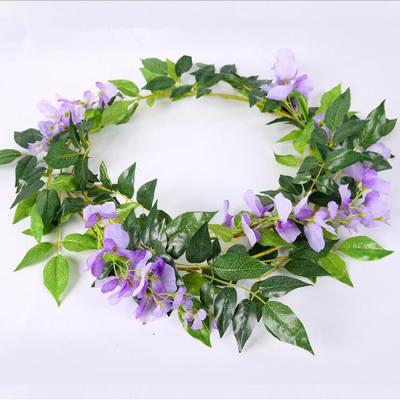 China Decorative Eco-friendly High Quality Silk Artificial Wisteria Flower Wreath for sale