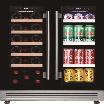 China Dual Zone 2-IN-1 Beverage and Wine Cooler Digital 24 Inch Independent Temperature Controls Wine Beverage Display-Controls, LED Light, Quiet Operation for sale