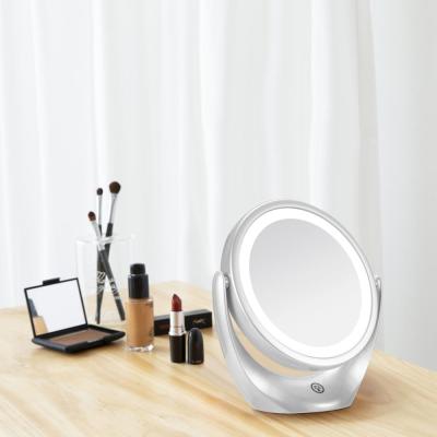 China 3 Level Glow Lit Makeup Touch Screen Magnification Rechargeable 1X/5X Sides Lighted Mirror/Vanity Vanity Mirror Double Cosmetic Mirror for sale