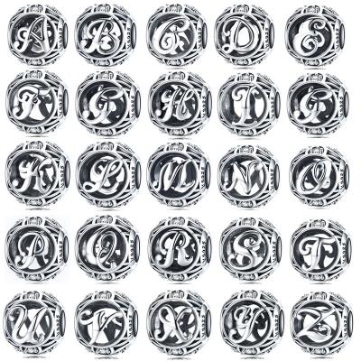 China Retro Oxidation 925 Sterling Silver 26 Letter Beads Lead Free Nickel Free Cadmium Free Alphabet Beads DIY Jewelry Making For Unisex for sale