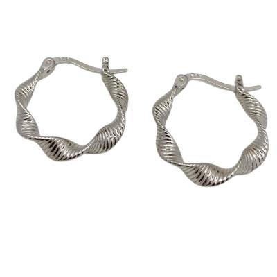 China Hot Selling Platinum Color 925 Sterling Silver High Polishing Twist Cadmium Free Lead Free Nickel Free Hoop Earrings For Women for sale