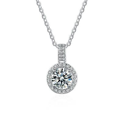 China Classic Color Cadmium Free Lead Free Nickel Free 925 Sterling Silver High Polishing Platinum 1 Carat Moissanite Pendant Necklace For Women for sale