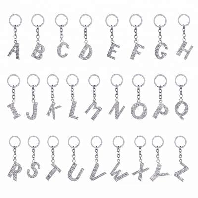 China Promotional gifts/souvenir gifts/daily use zinc alloy wholesale metal key chain with diamond fashion 26 English alphabet key chain key chain for sale