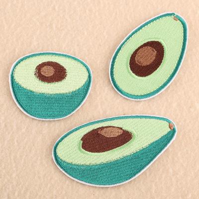 China Sustainable Avocado Shape Clothing Shoes And Hat Iron On Patches Embroidery Fabric Stickers for sale