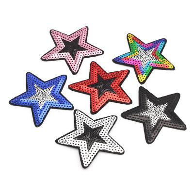 China Sustainable Iron On Star Patch Apparel Accessories Shoes And Hats Bags Sequin Embroidery Stickers for sale