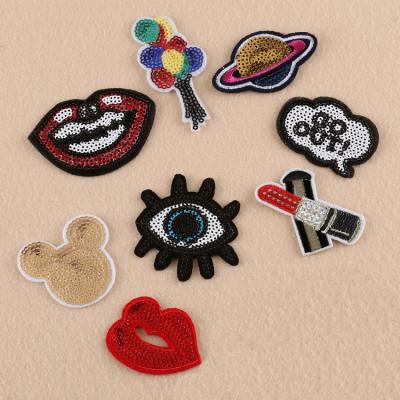 China Clothes Sequin Embroidery Cartoon Small Size Patches For Shirts And Jackets for sale