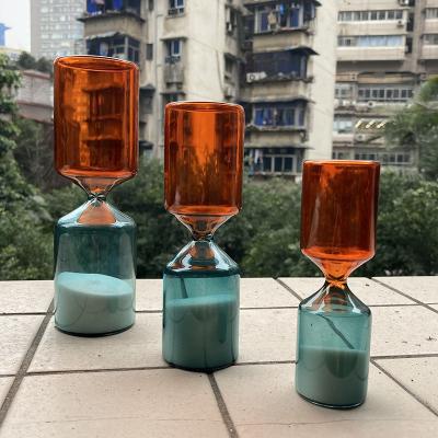 China Minimalist Creative Home Stained Glass Cylindrical Hourglass 5 15 30 Minute Sand Timer for sale