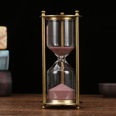 China Beautiful 1917 Europe Time Three-column Hourglass Timer 15/30/60 Countdown Restaurant Hotel Hourglass Minutes Zinc Alloy for sale