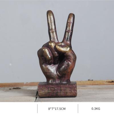 China Retro GOOD VICTORY OK VICTORY Finger Gesture Europe Resin Home TV Cabinet Desktop Decoration 1805753 European Creative Ornaments Living Room for sale