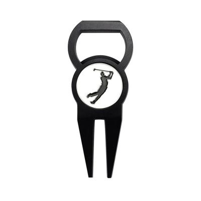 China New Luxury Zinc Alloy Thickening And Rising Golf Digging Tool With Bottle Opener Ball Marker Custom Logo for sale