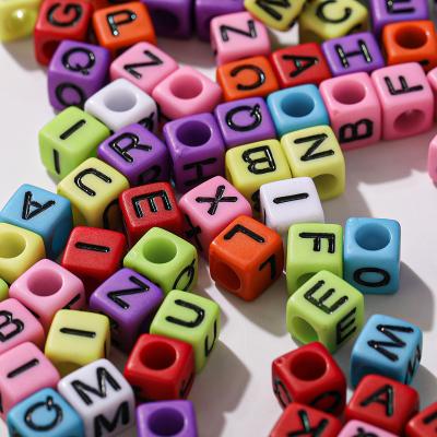 China Wholesale High Quality Kid's Letter Square Loose Beads Creative Colorful Plastic Bead Accessories For Sale for sale