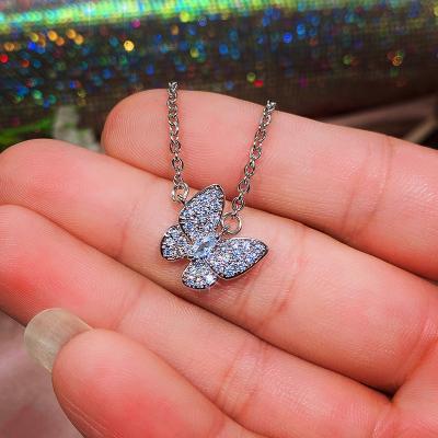 China High Quality Customized New Fashion Women Butterfly Charm Necklace Diamond Necklace Jewelry for sale