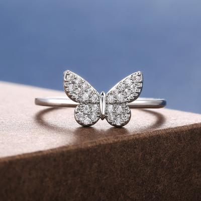 China Wholesale Custom Made Eco Friendly Women Elegant Butterfly Rings Classic Sliver Plated Rings Jewelry for sale