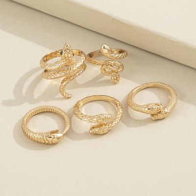 China High Quality Customized Wholesale Snake Ring Gold Sliver Plated Women Ring Set Fashion Boho Style for sale