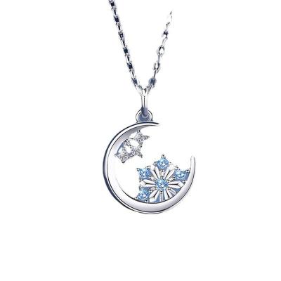 China Moon Festival Banquet Necklace Women 2022 New FASHIONABLE Lightweight Luxury Titanium Snowflake Steel Pendant Necklace Women for sale