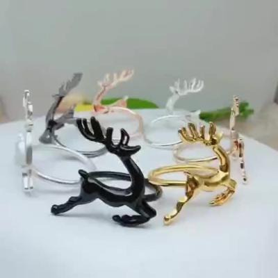 China HY Sustainable Hotel Christmas Deer Towel Ring Gold Towel Loop Christmas Decoration for sale