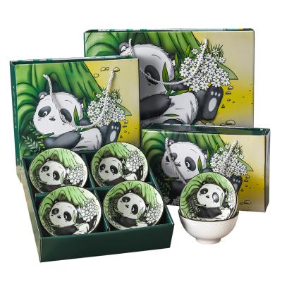 China HY Panda Flower Print Personality Ceramic Household Tableware High Quality Stocked Fruit Salad Ceramic Bowl for sale