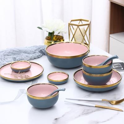 China Nordic Stocked HY Phnom Penh Hotel Restaurant Household Ceramic 11 Piece Dishes Dinnerware Set for sale