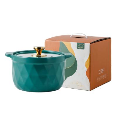 China HY Dropshipping Non Sustainable Nordic Stick Insulated Casserole Dish With Lid Glass Gift Box Food Warmer Enamel Pot Ceramic Casserole Cookw for sale